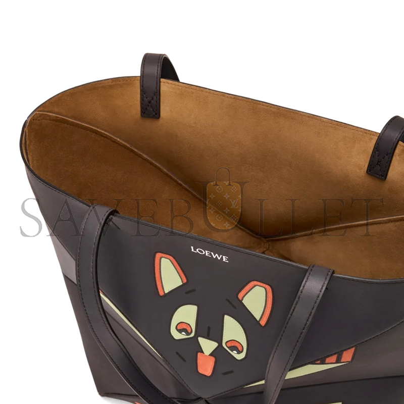 L0ew* FRINGE CAT PUZZLE FOLD TOTE A779G50X90 (31.5*25.5*14.5cm)